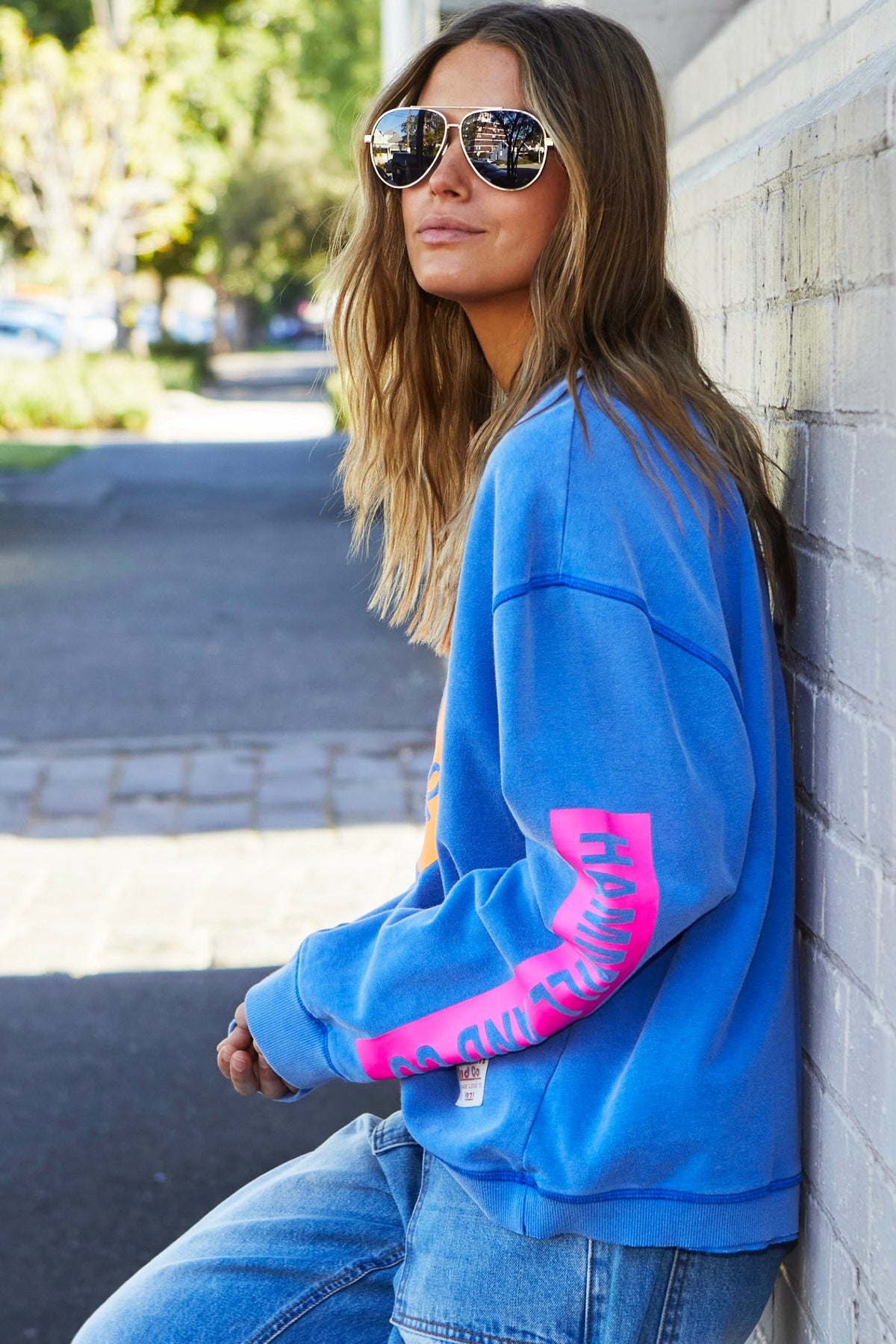 Bonjour Washed Blue Sweater - PREORDER DELIVERY MID MAY