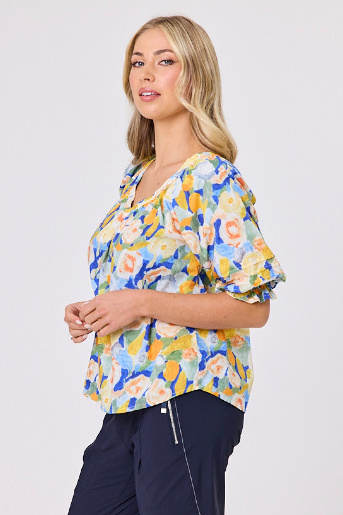 Monet Top Lemon Floral - PREORDER DELIVERY MID SEPT
