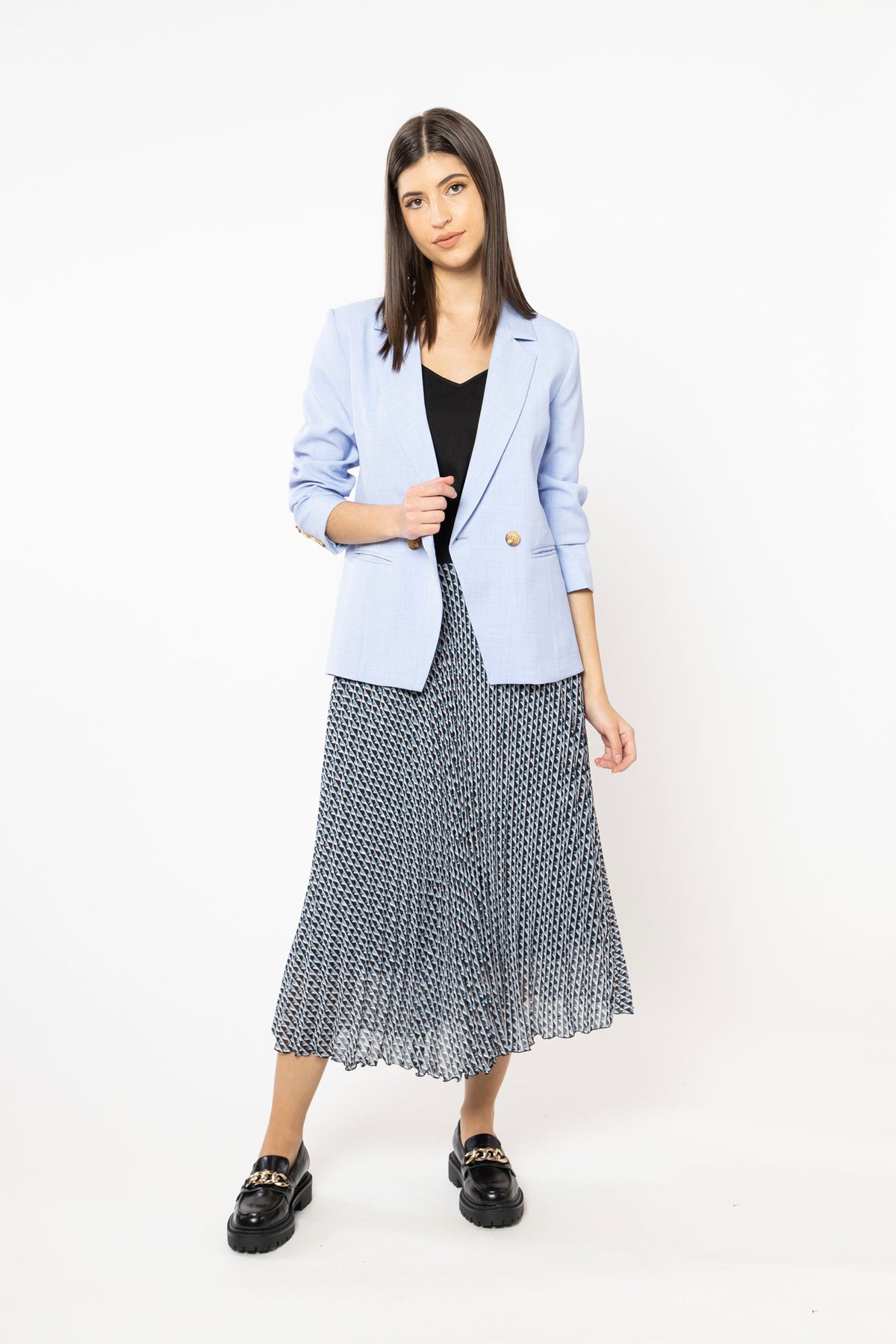 Sunray Pleated Skirt Graphic Blue