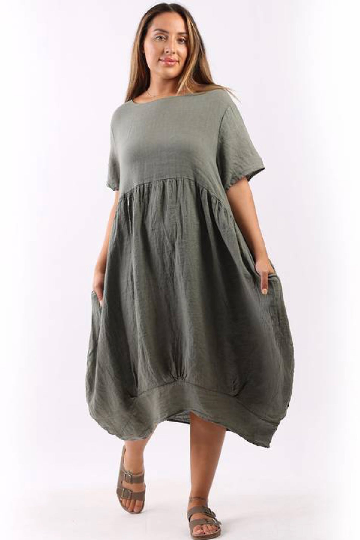 Mila Linen Dress Khaki