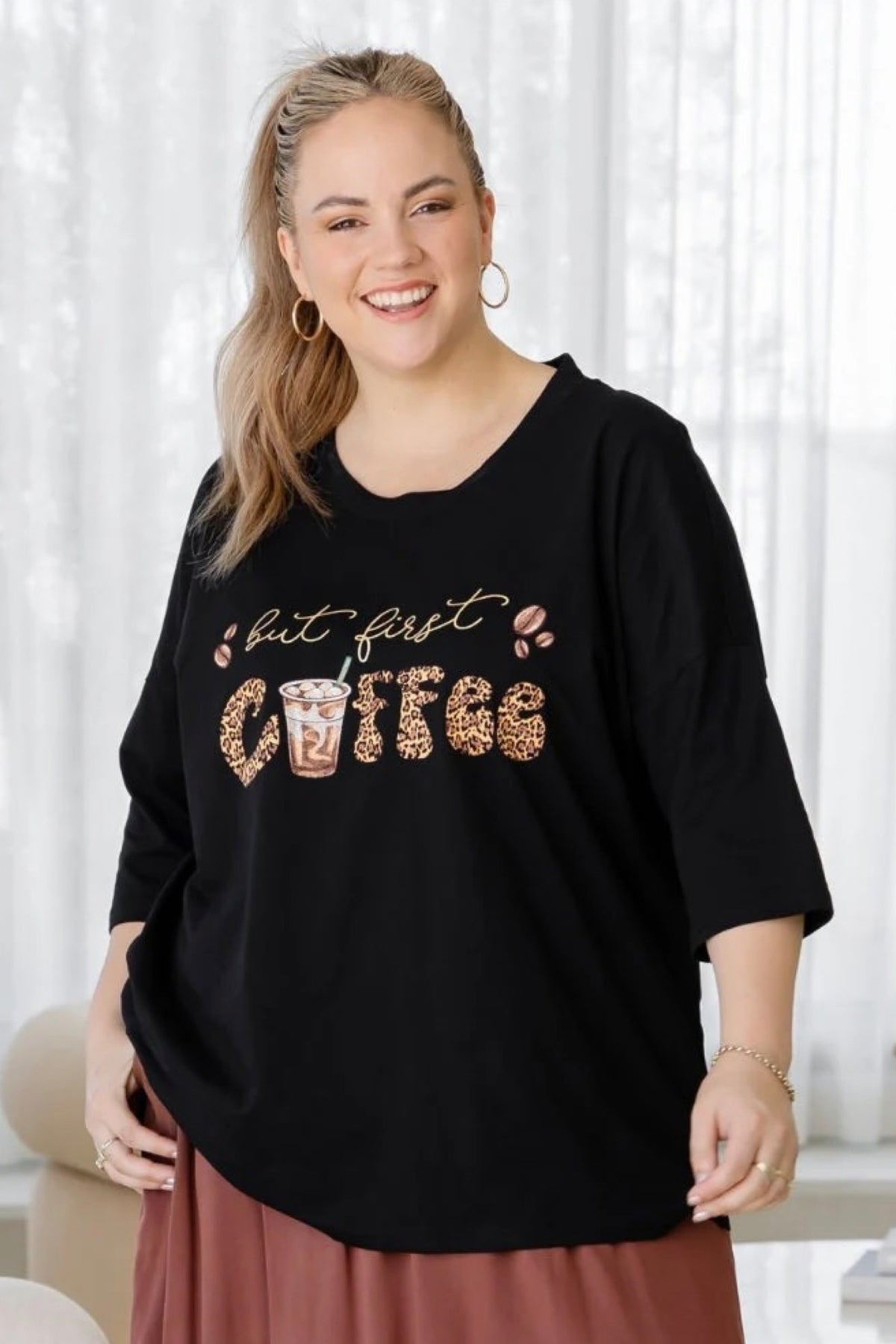 But First Coffee Oversized Tee - PREORDER DELIVERY EARLY DEC