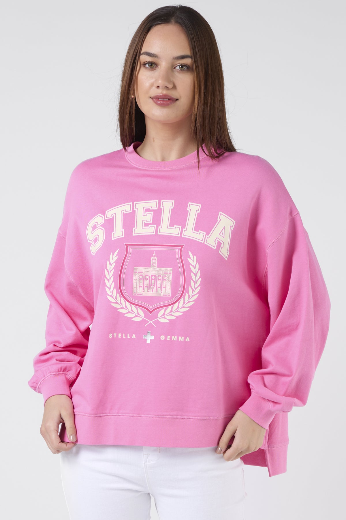 Bright Pink College Harvard Sunday Sweater