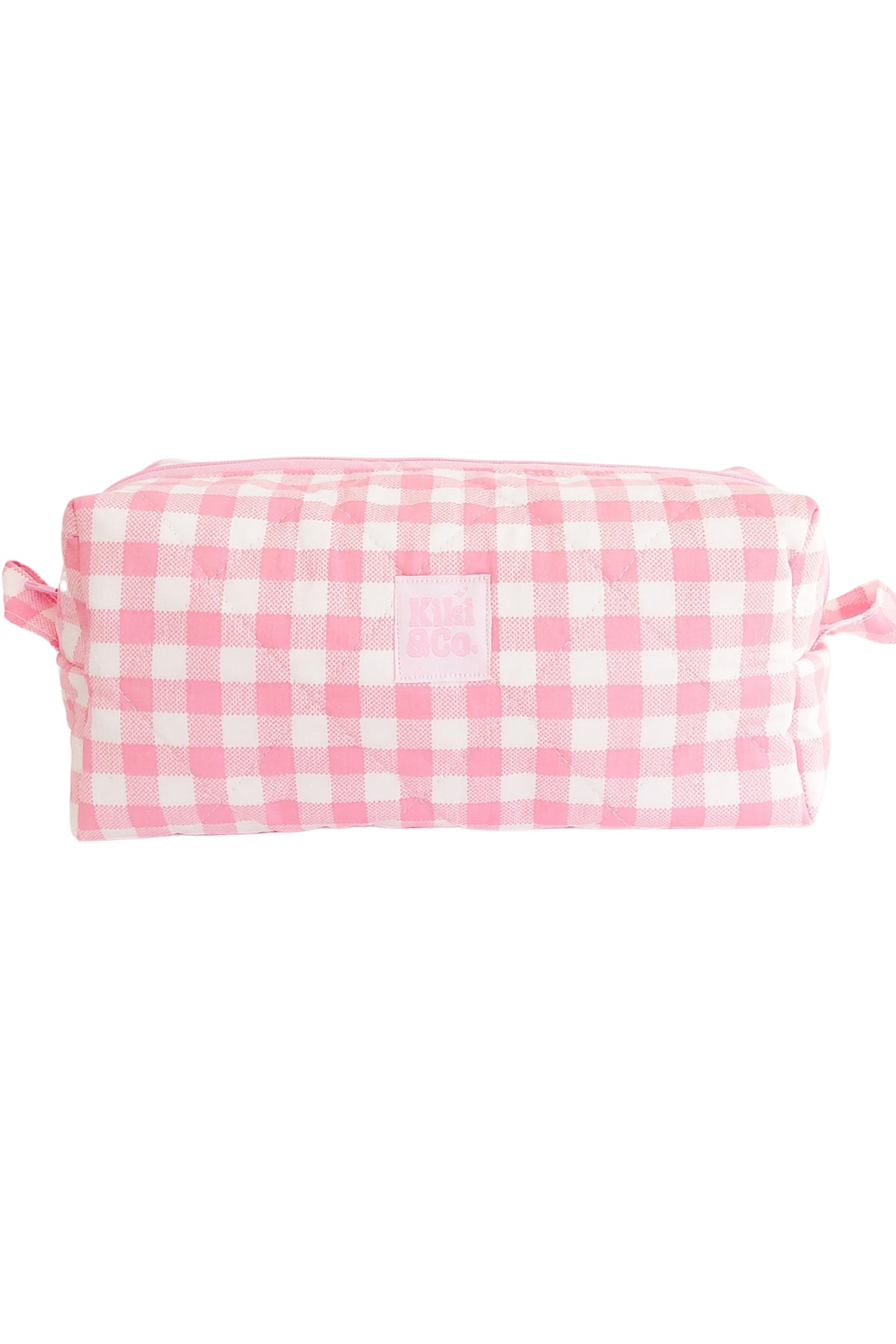 Quilted Makeup Bag Pink Gingham