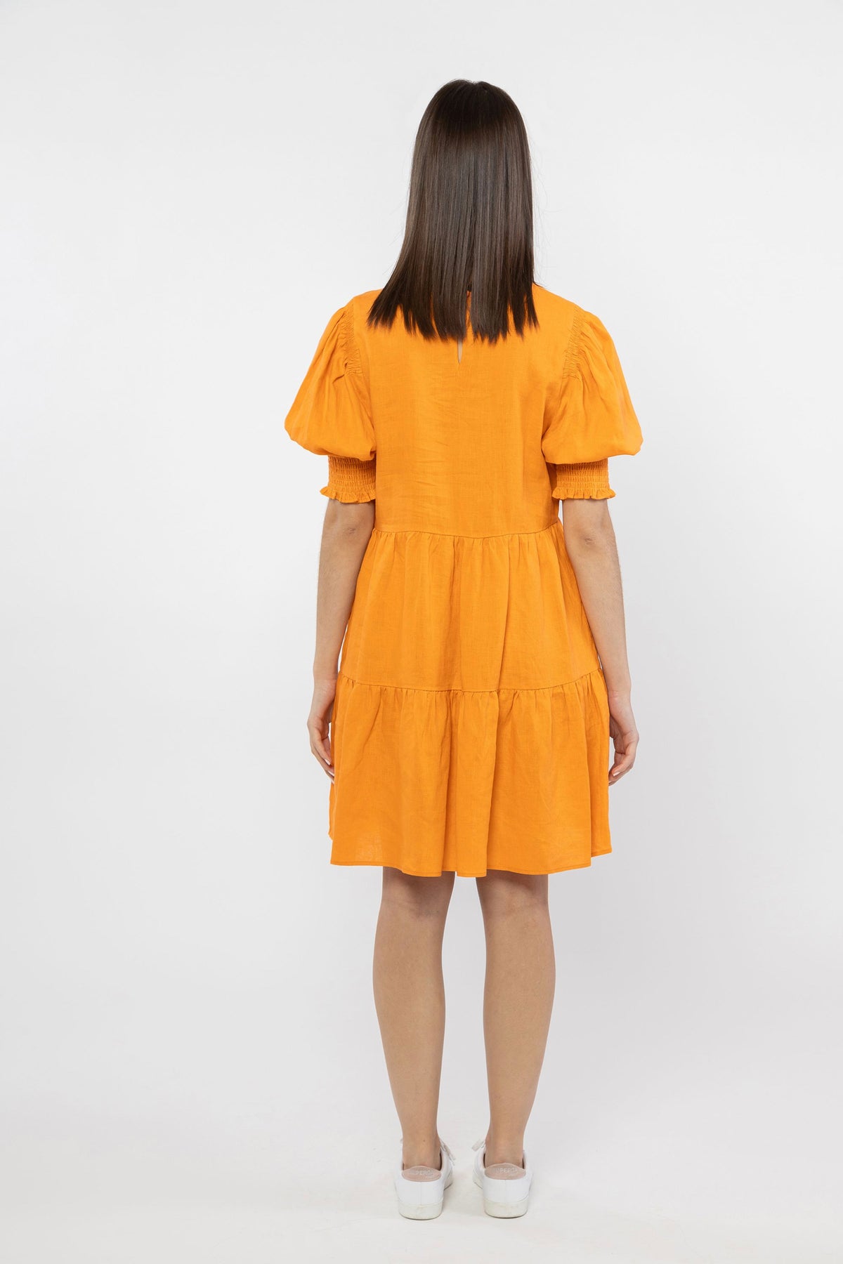 Luminous Mini Dress Orange Linen