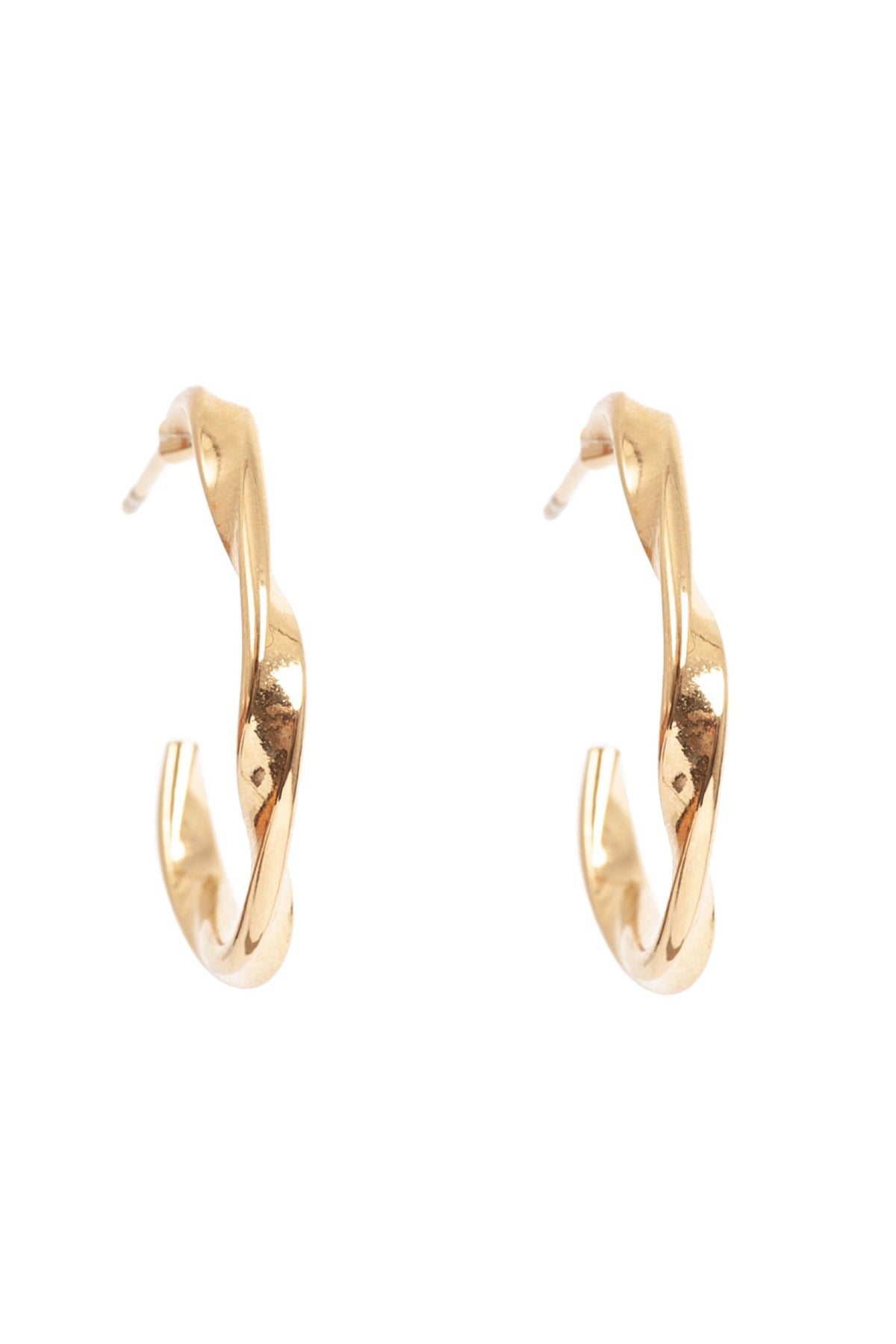 _W_Earring 25mm Curled Steel Gold