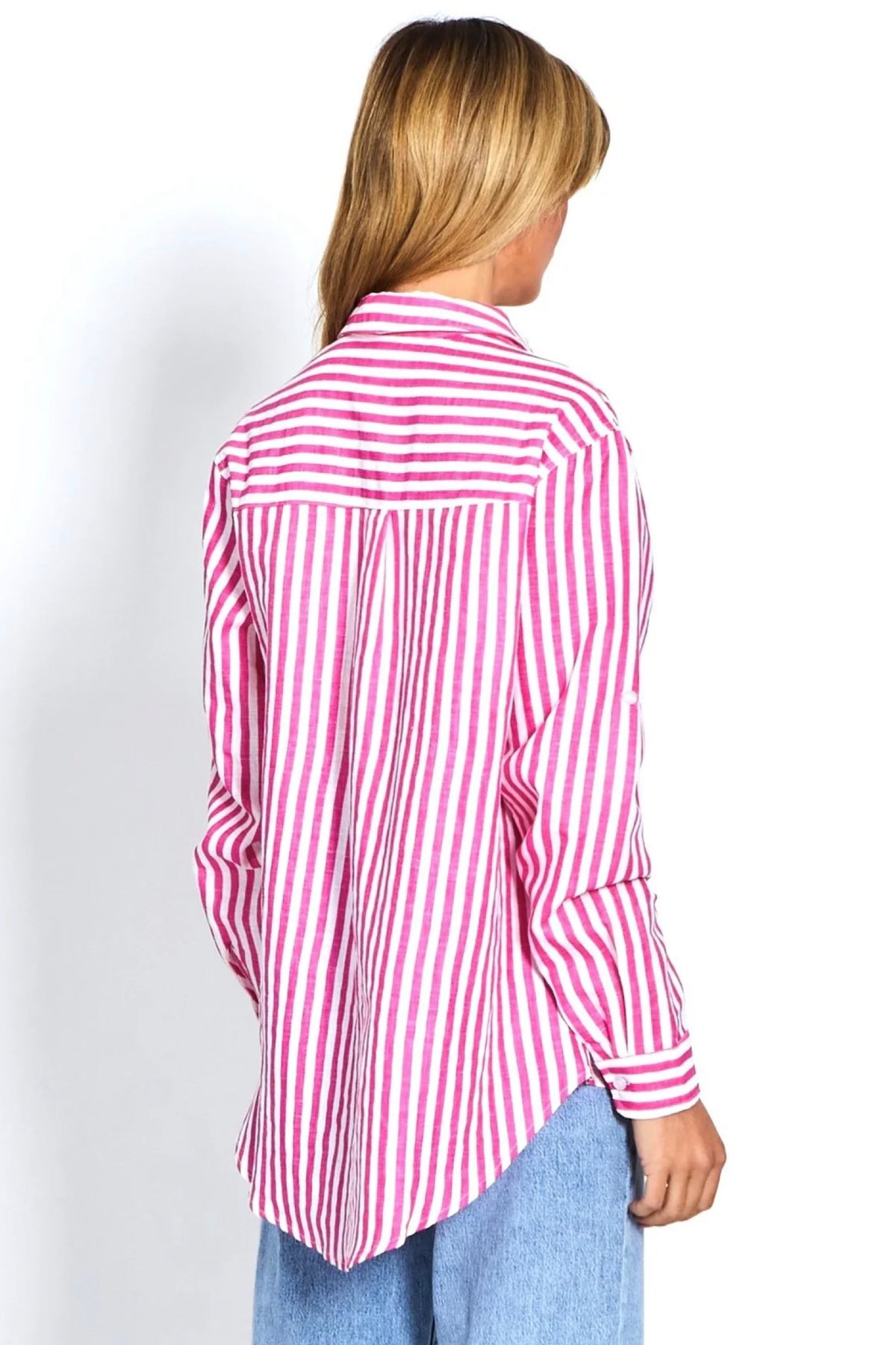 Adele Linen Shirt Fuchsia Stripe