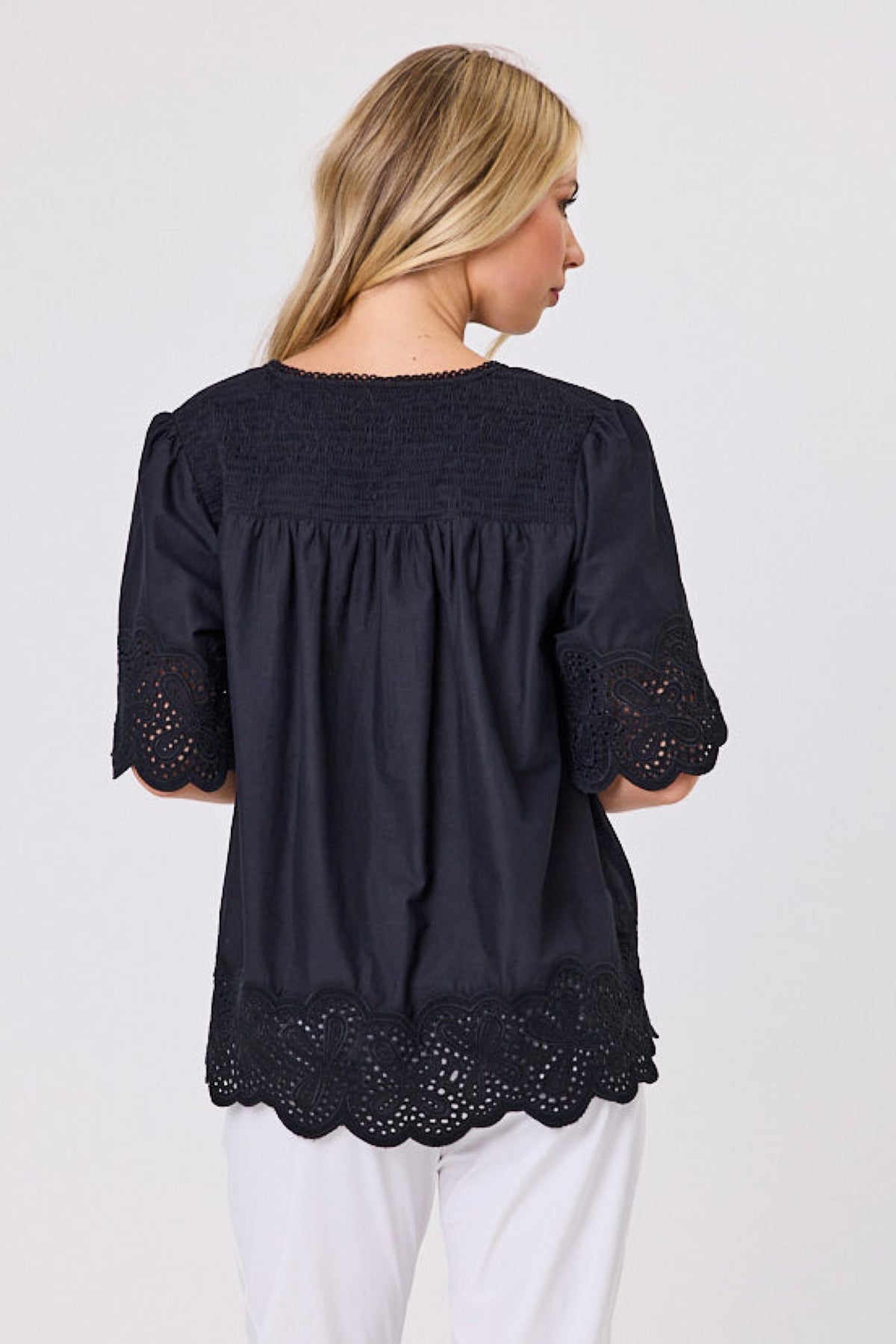 Guipure Top Black - PREORDER DELIVERY MID SEPT