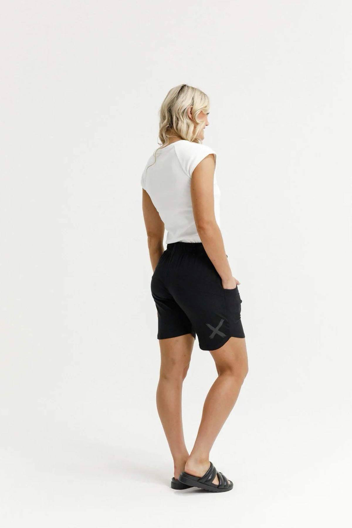 Apartment Shorts Black With Large Black Matte X Print