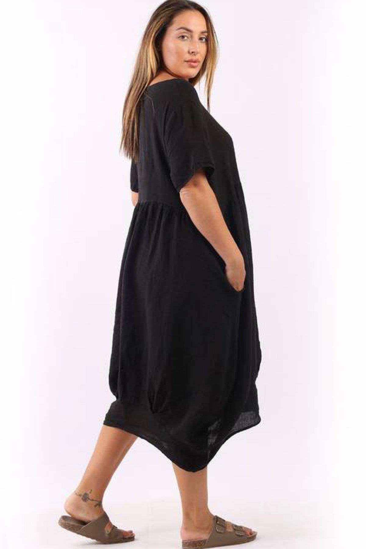 Mila Linen Dress Black