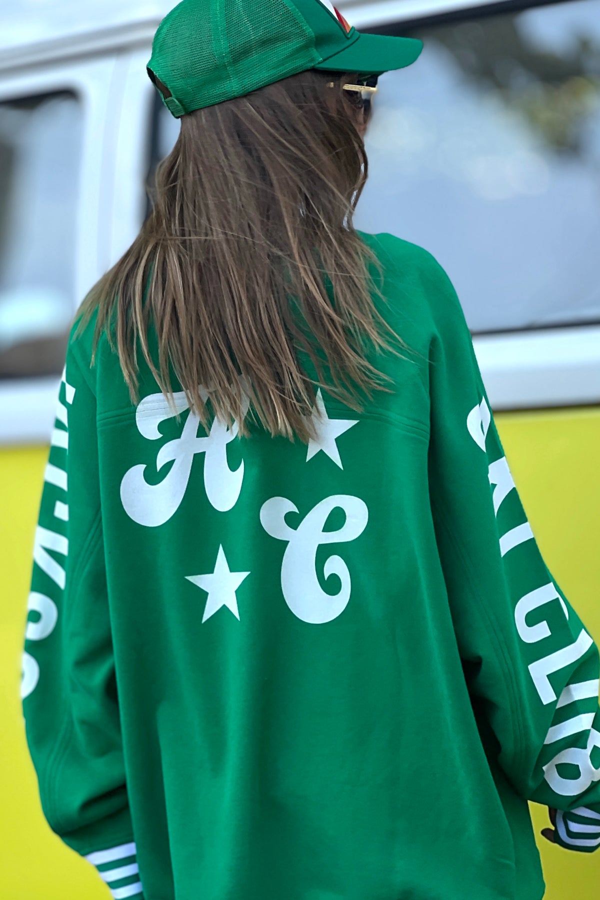 Ski Oversized Stripe Cuff Sweat Green - PREORDER DELIVERY MID JUNE