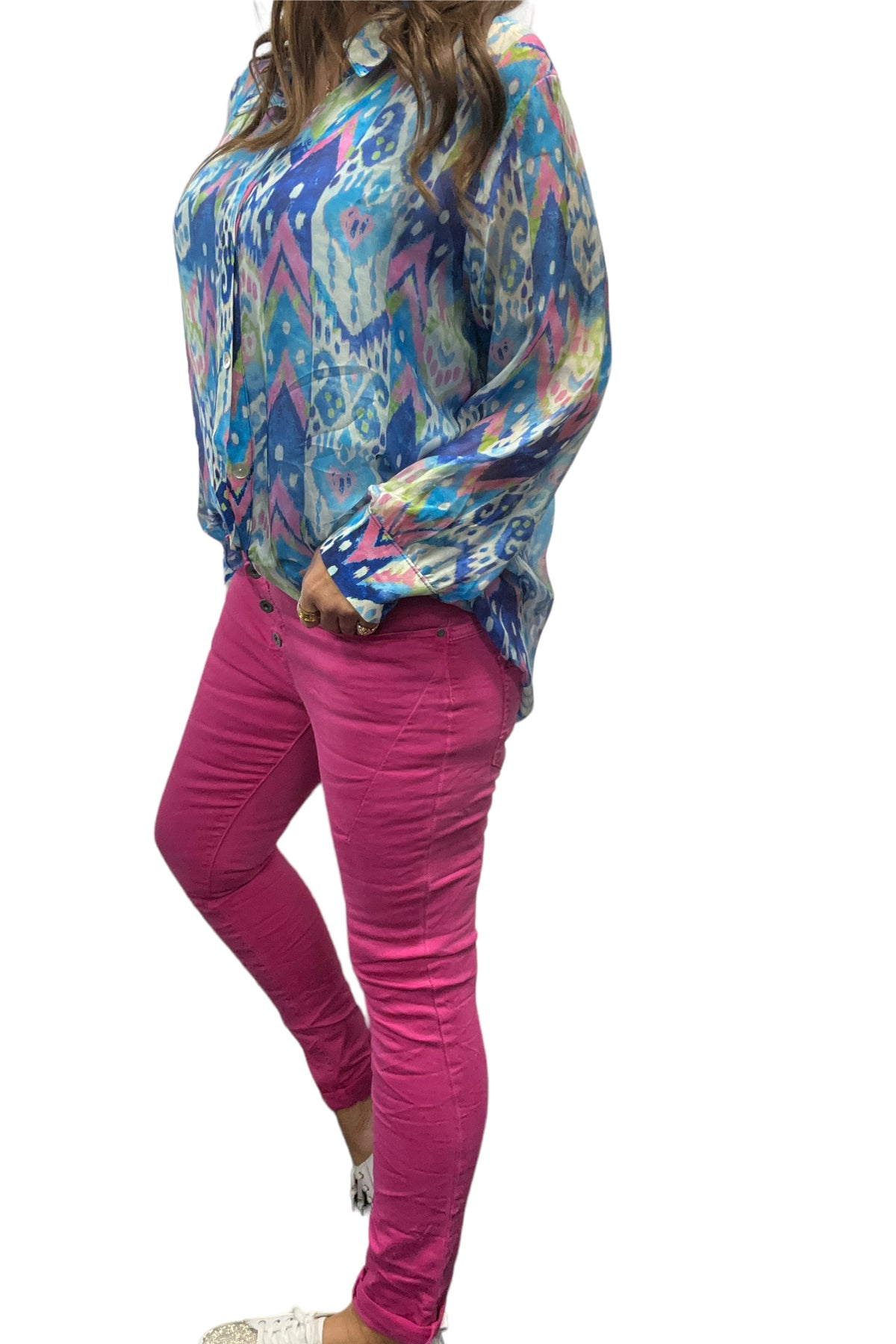 Tempo Button Stretch Jean Fuxia