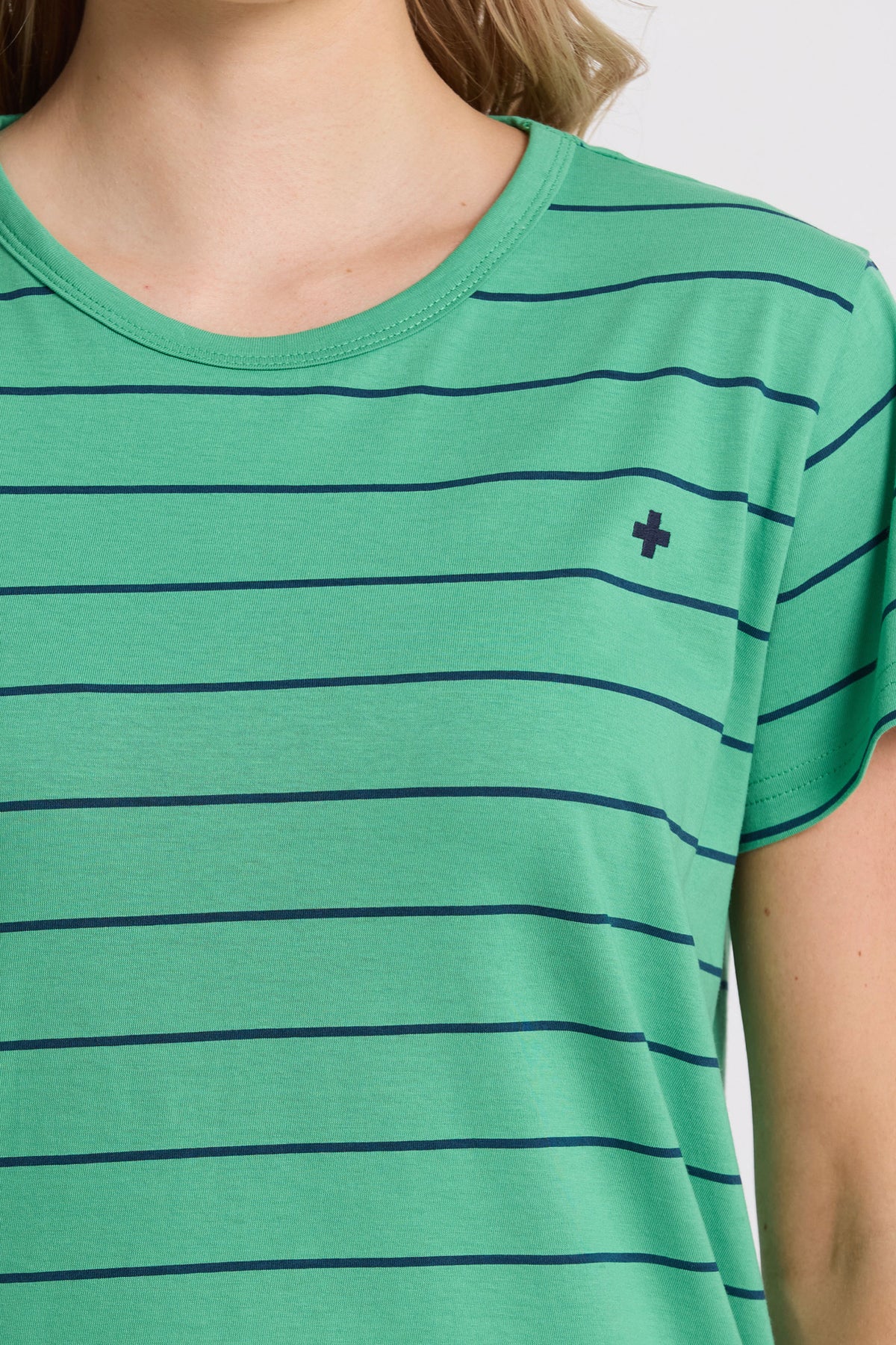 Classic Tee Green Navy Stripe - PREORDER