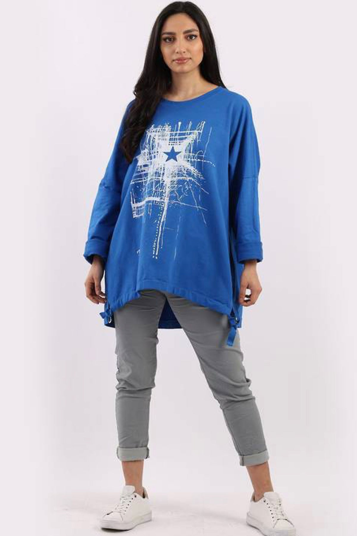 Starburst Cotton Sweater Royal Blue