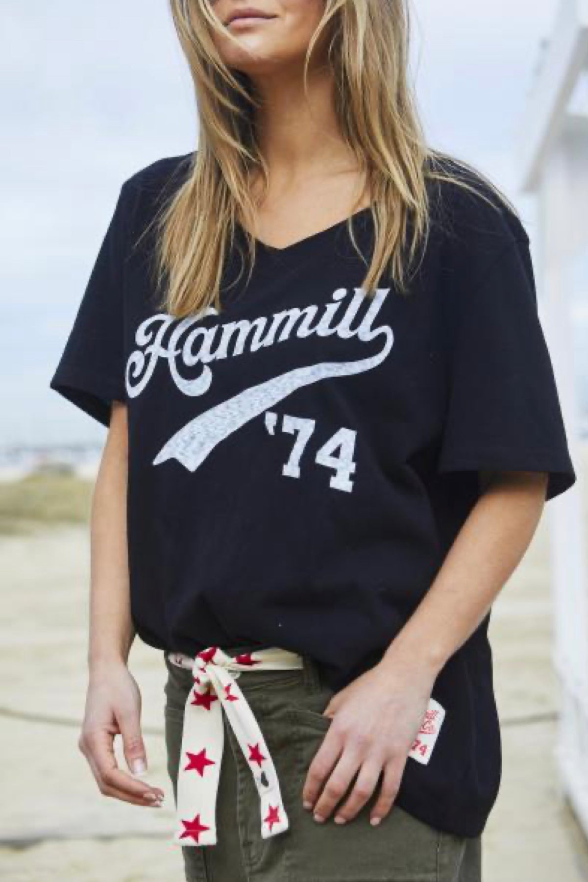 Hammill 74 Logo V-Neck Tee Black - PREORDER DELIVERY END SEPTEMBER
