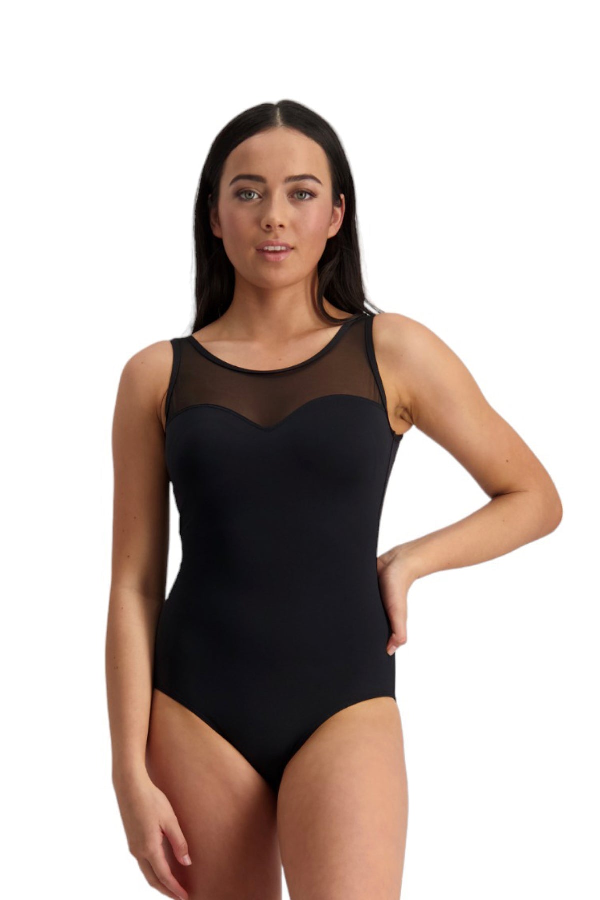 Mesh Neck Suit Black