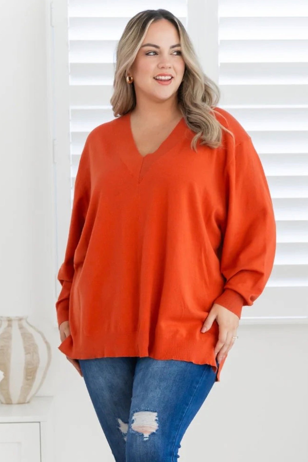 Angel V-Neck Knit Rust - PREORDER DELIVERY END JUNE