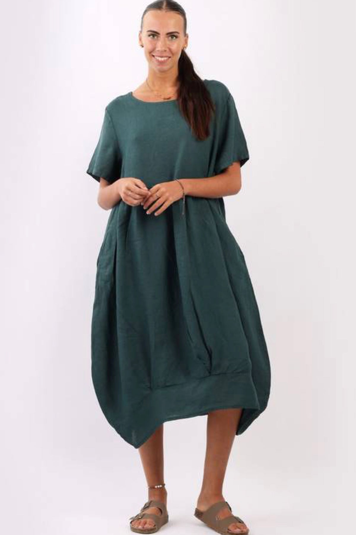 Mila Linen Dress Dark Teal