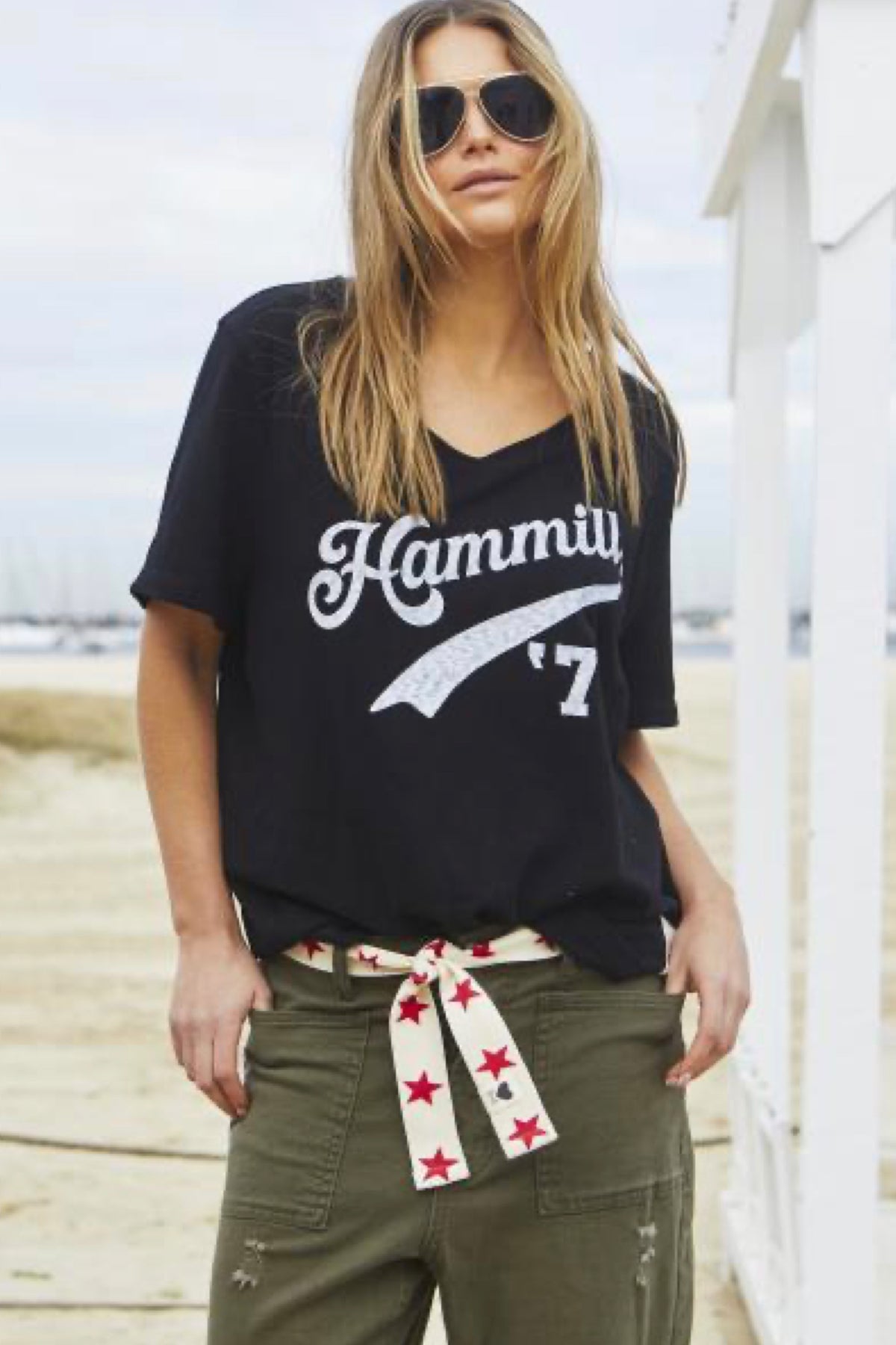 Hammill 74 Logo V-Neck Tee Black - PREORDER DELIVERY END SEPTEMBER