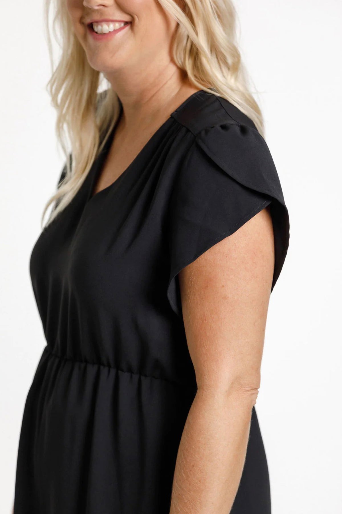 V Neck Greta Dress Black