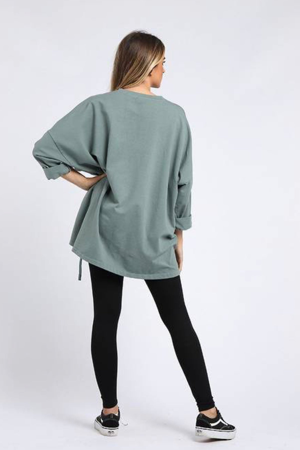 Starburst Cotton Sweater Sage Green