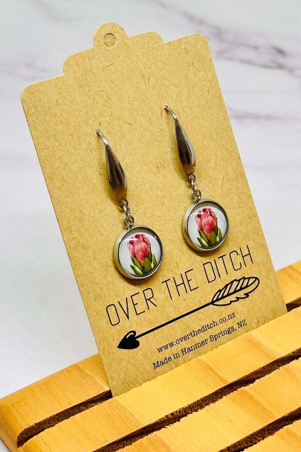 Pink Tulip Pendant Earrings
