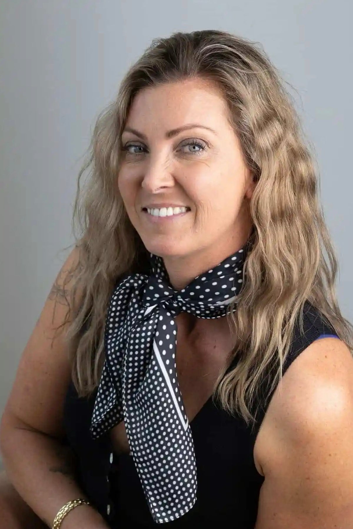 Polka Square Scarf Black