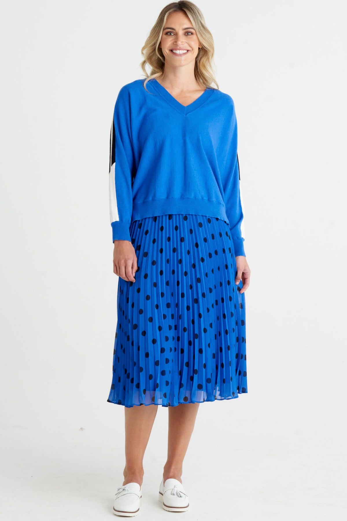 Chanel Pleated Skirt Bluebell Spots