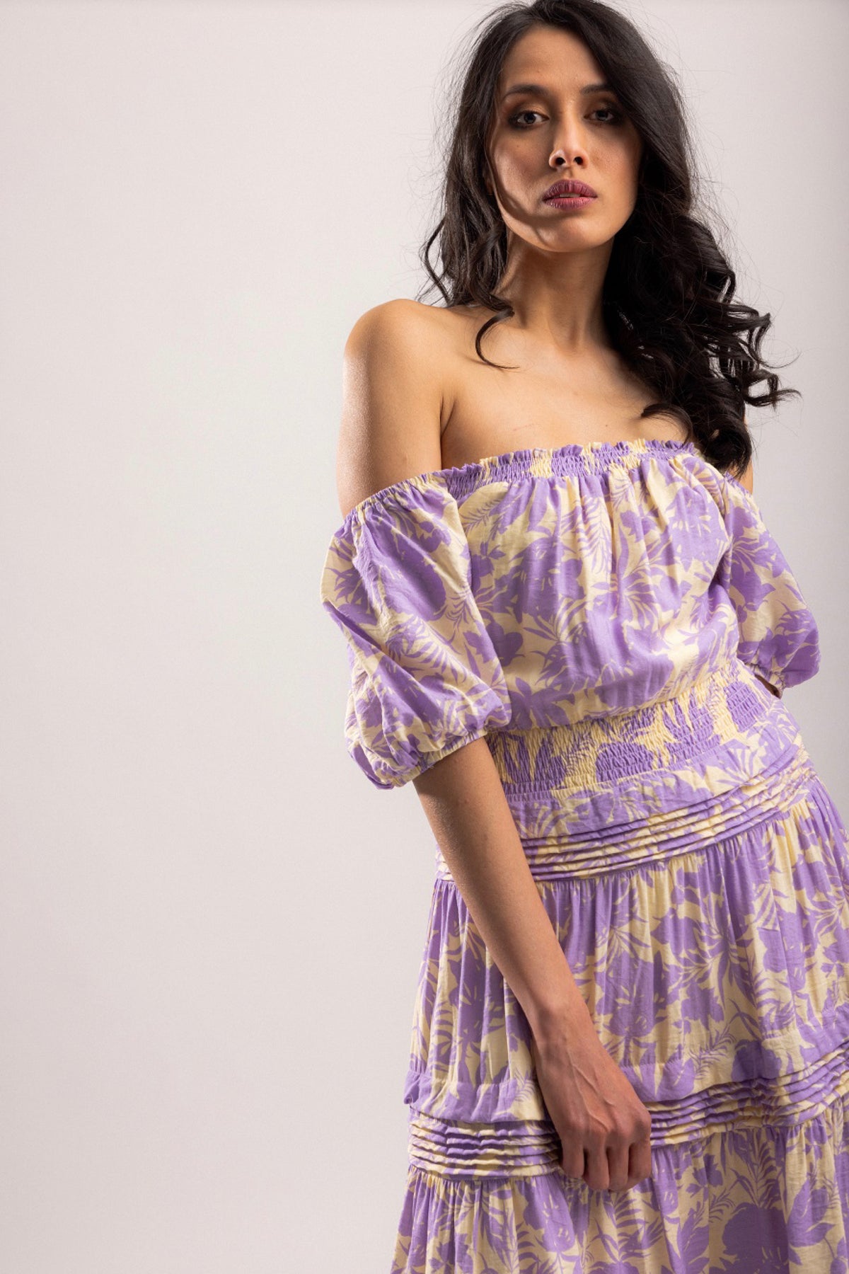 Manila Maxi Dress Lilac Palm