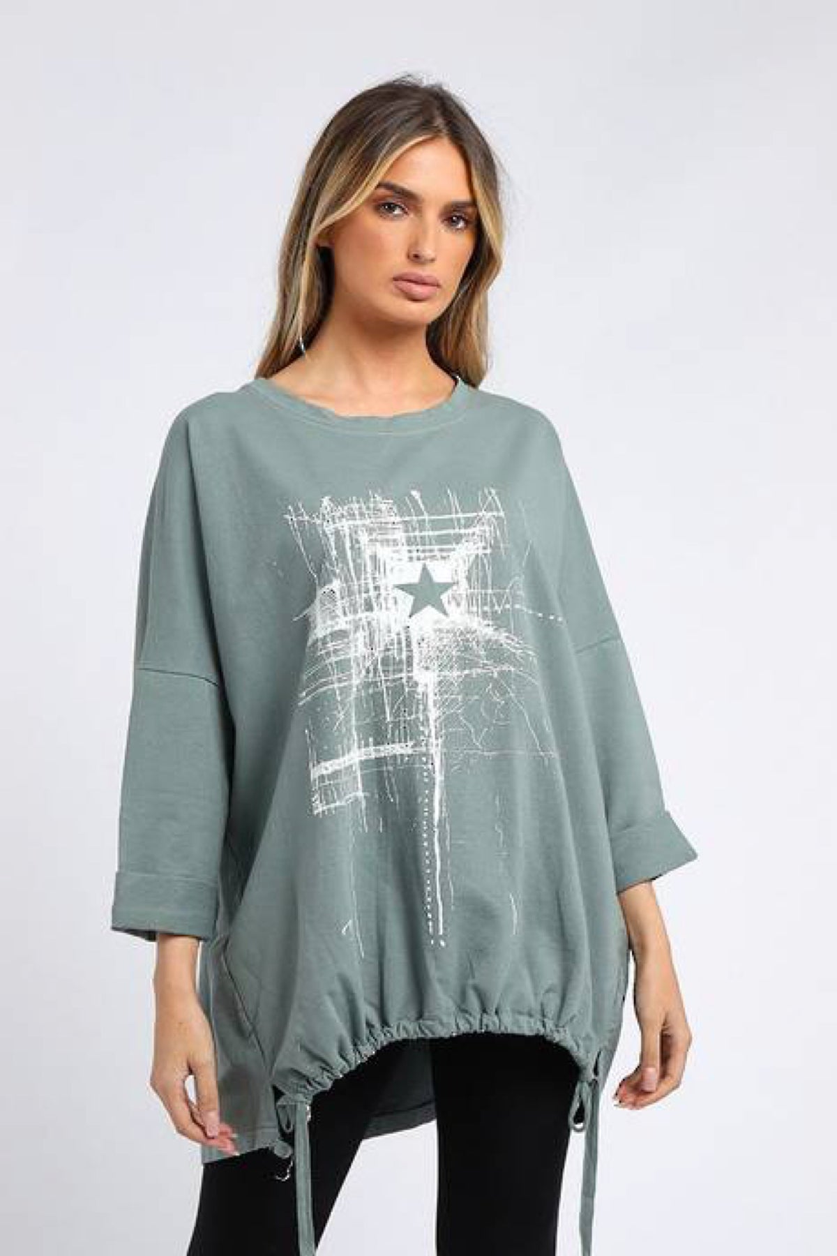 Starburst Cotton Sweater Sage Green
