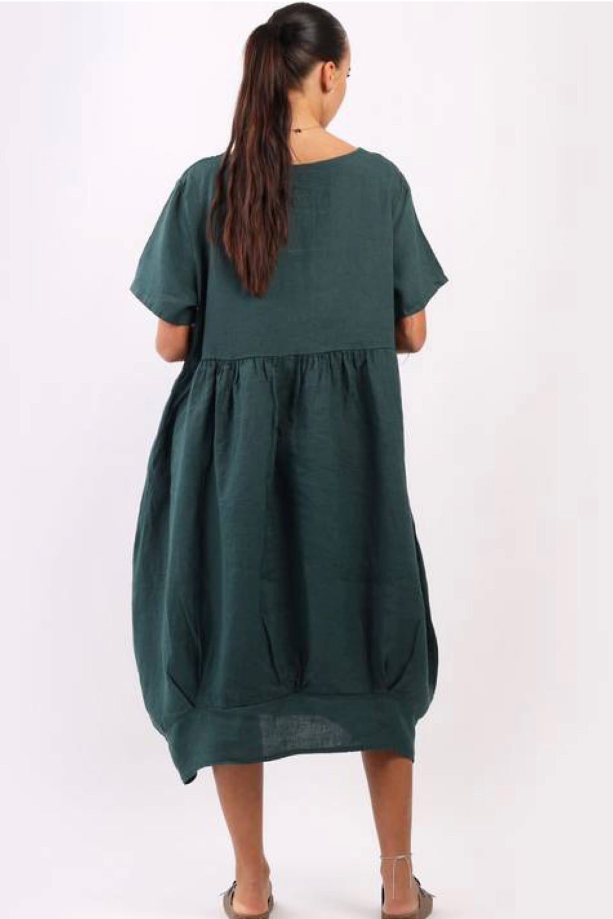 Mila Linen Dress Dark Teal