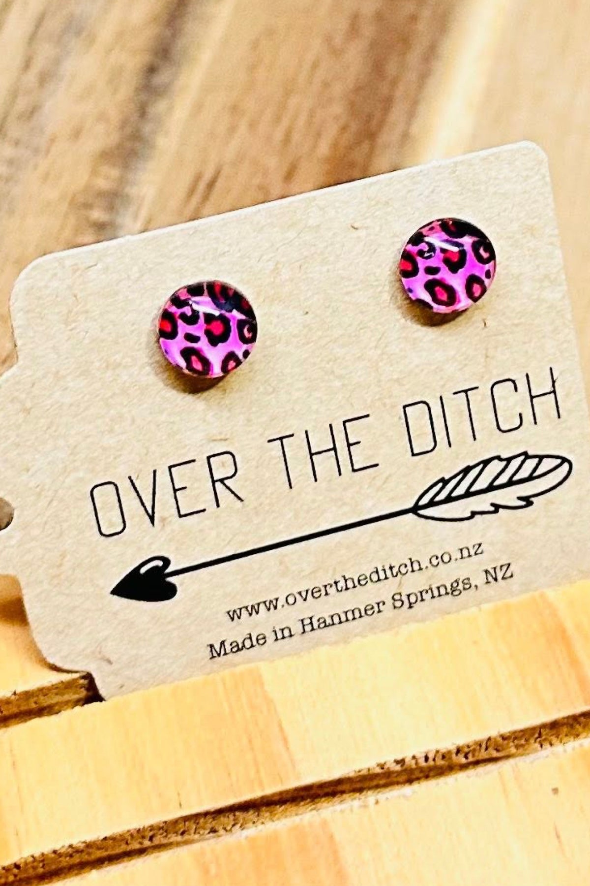 Pink Leopard Studs SMALL