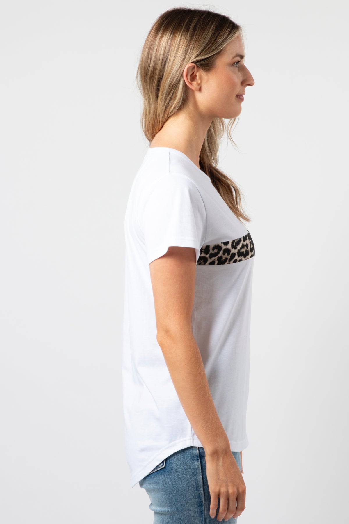 T-Shirt White With Leopard Stripe