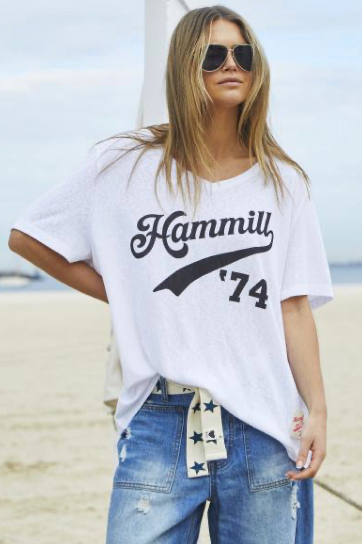 Hammill 74 Logo V-Neck Tee White - PREORDER DELIVERY END SEPTEMBER