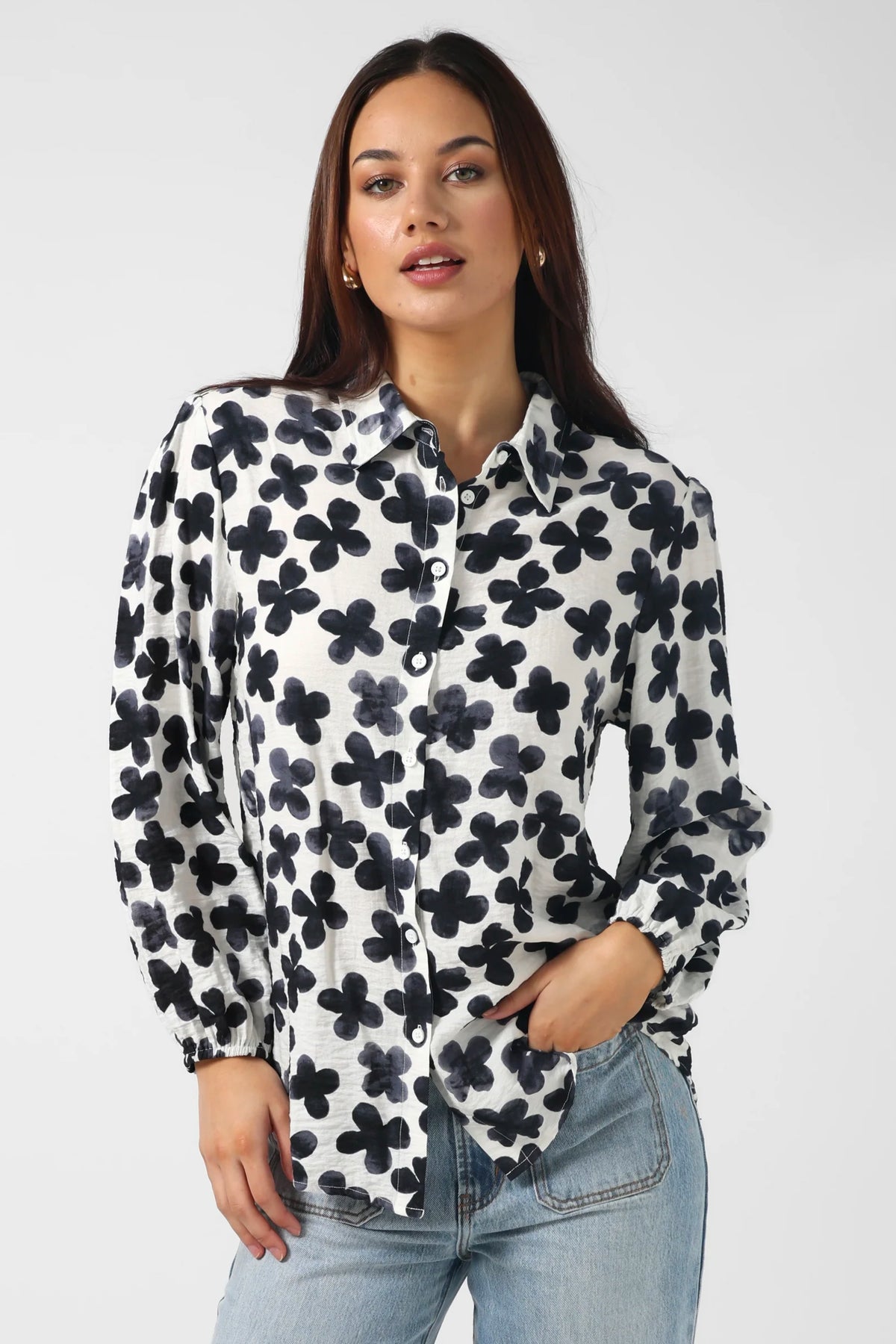 Charlotte Shirt Navy Flowers