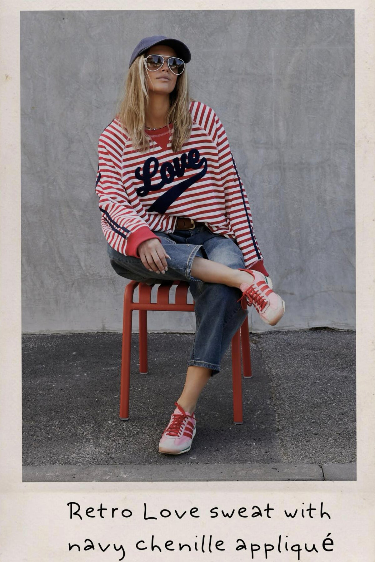 Retro Love Stripe Sweat Red White - PREORDER DELIVERY EARLY MARCH