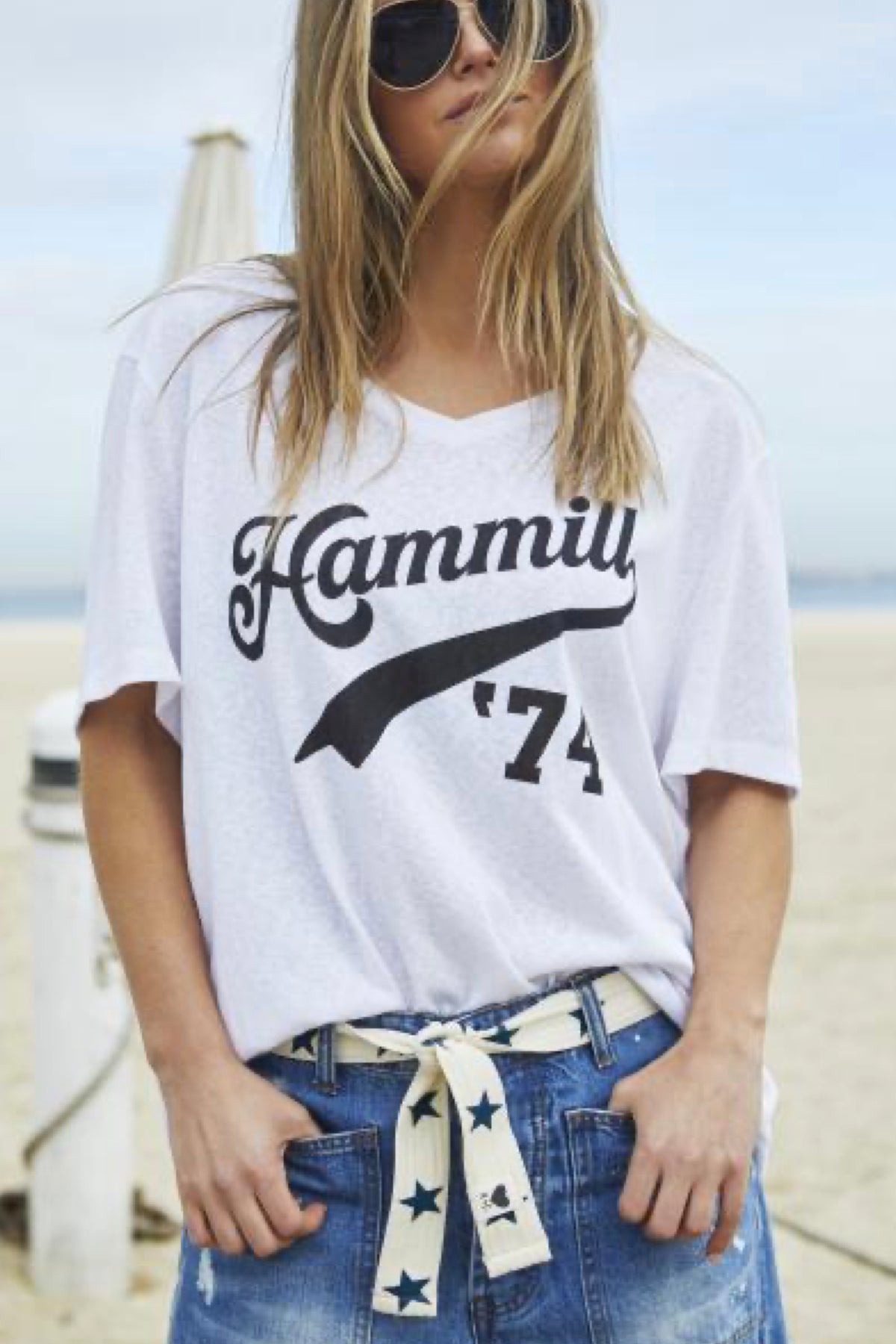 Hammill 74 Logo V-Neck Tee White - PREORDER DELIVERY END SEPTEMBER