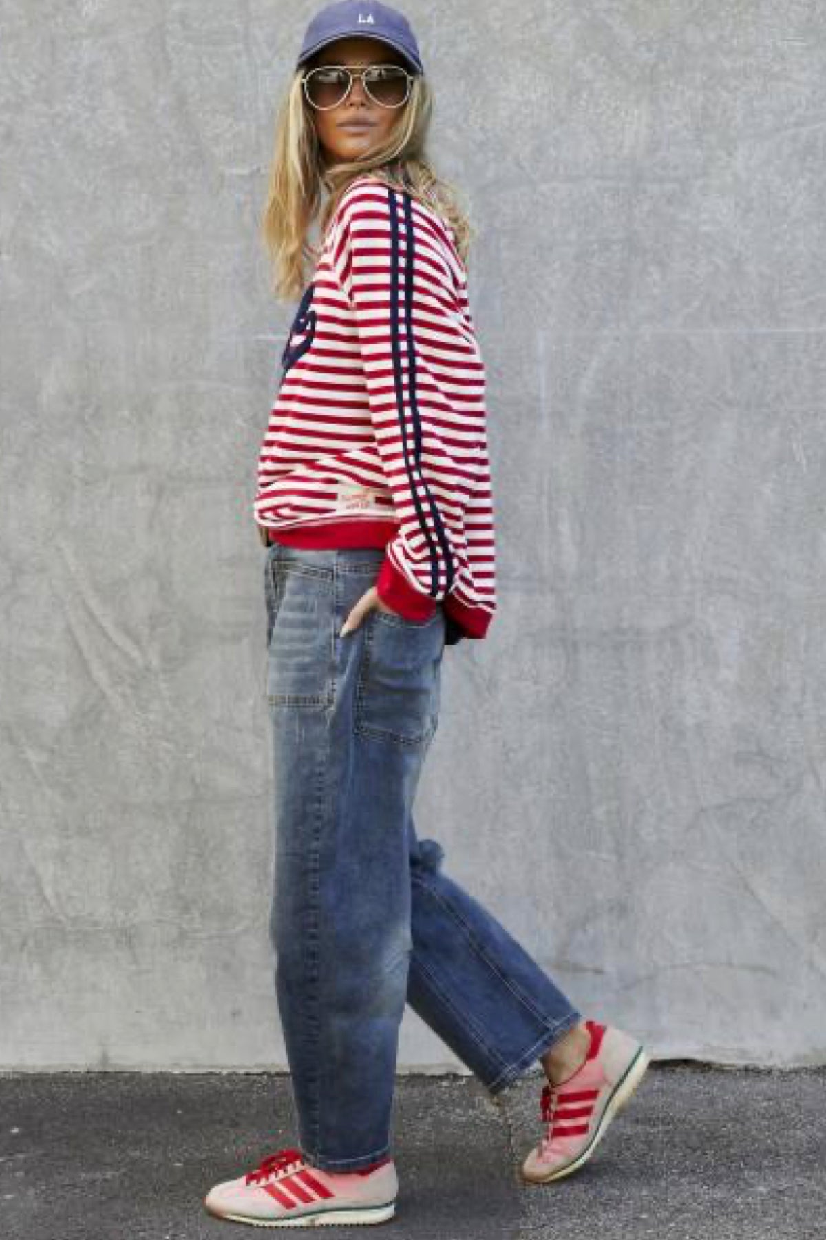 Retro Love Stripe Sweat Red White - PREORDER DELIVERY EARLY MARCH