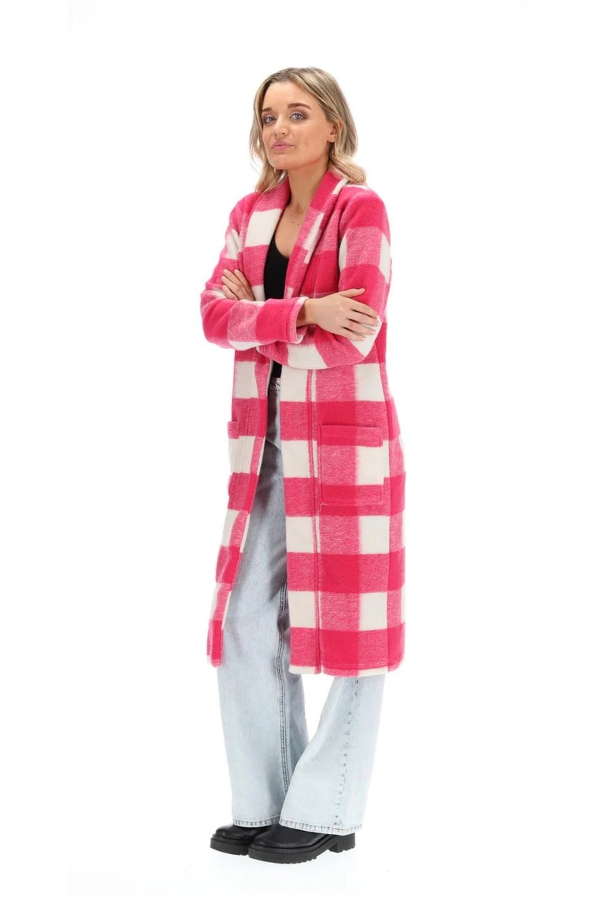 Bree Cardigan Pink And White Check