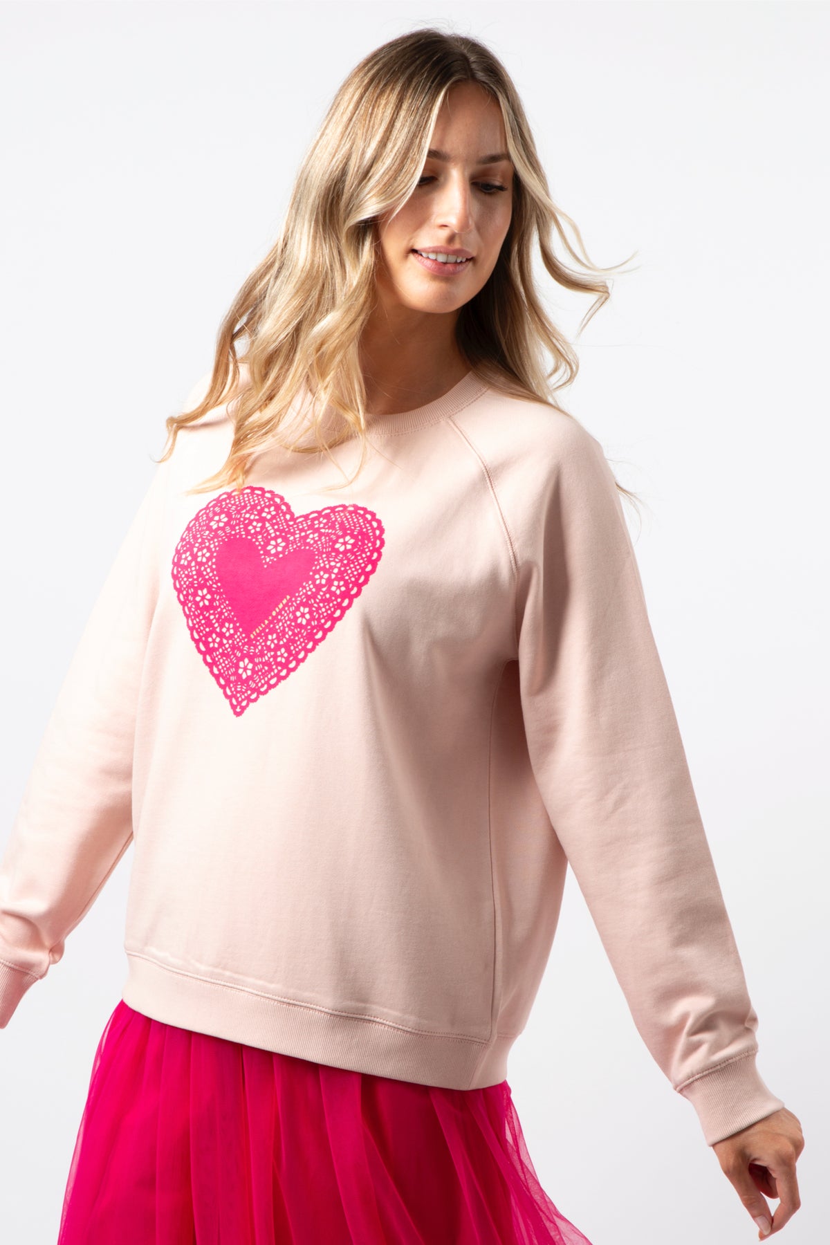 Classic Sweater Neon Doily Heart