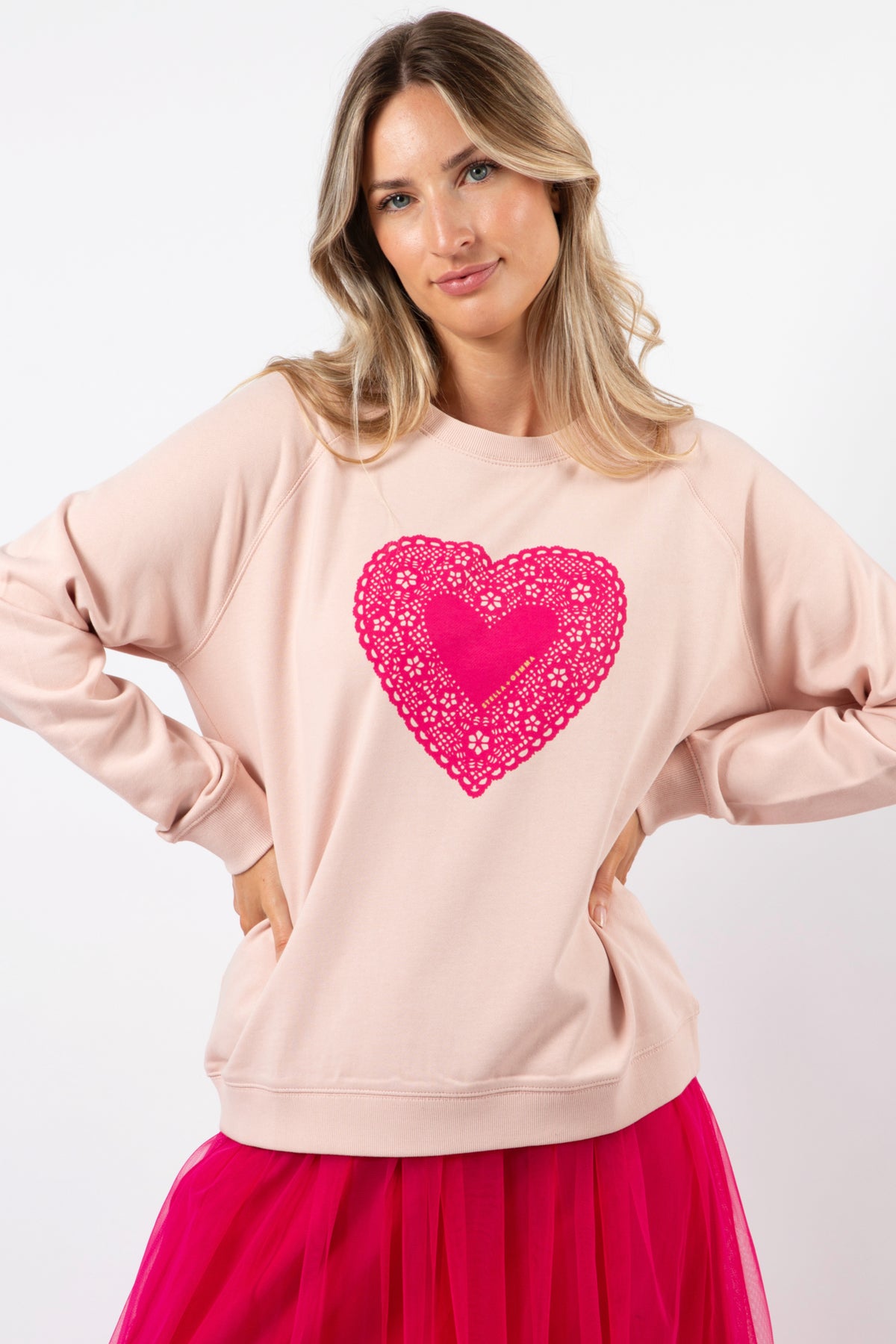 Classic Sweater Neon Doily Heart