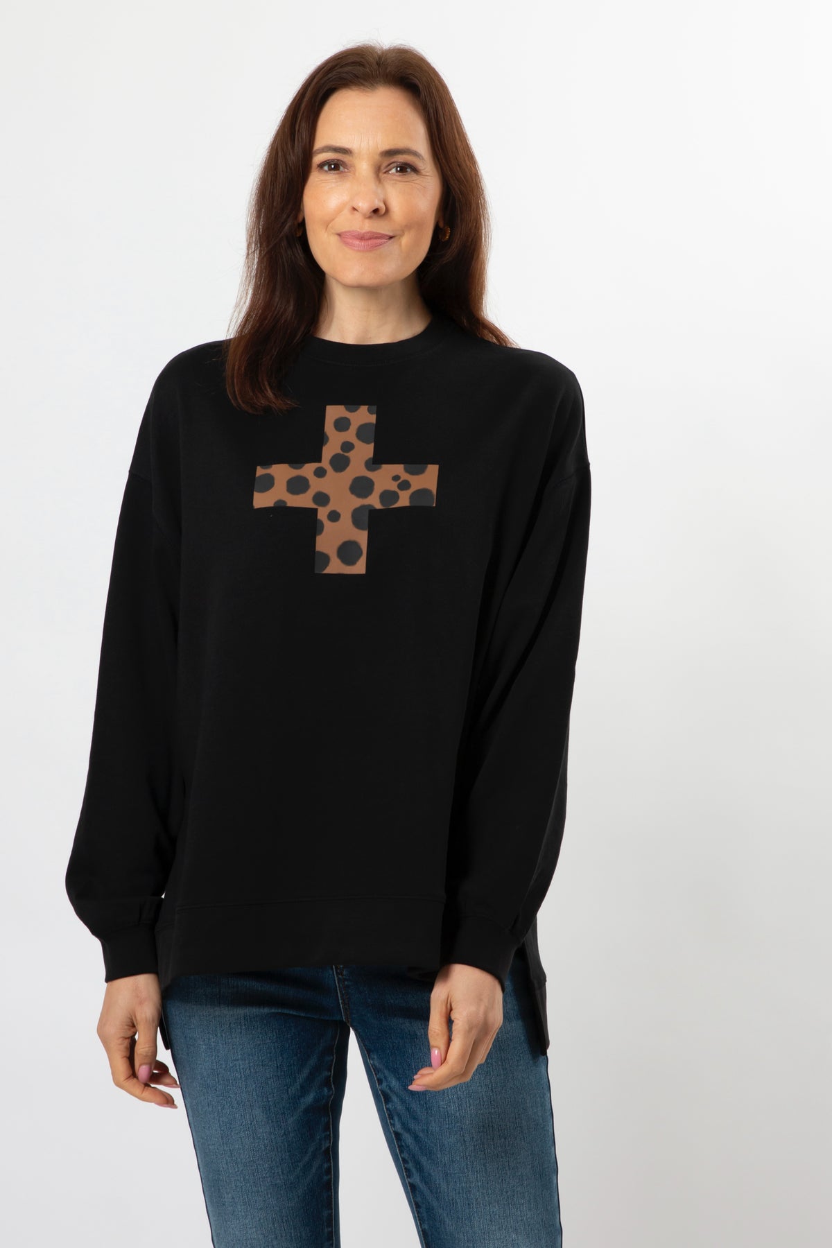 Sunday Sweater Black Choco Cheetah Cross - PREORDER DELIVERY END APRIL (Copy)
