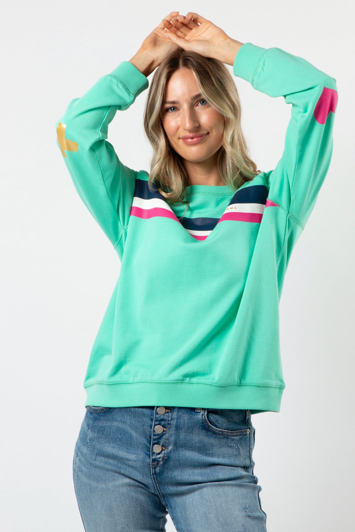 Classic Sweater Spearmint With Stripes