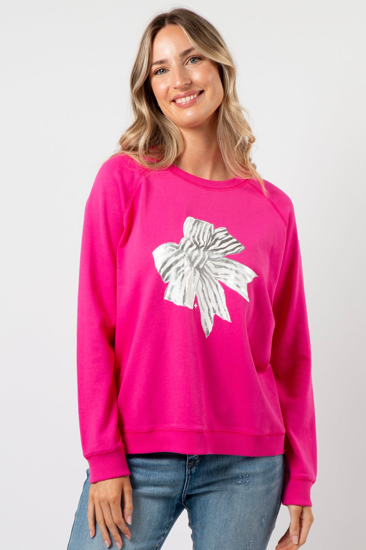 Classic Sweater Neon Pink With Bow