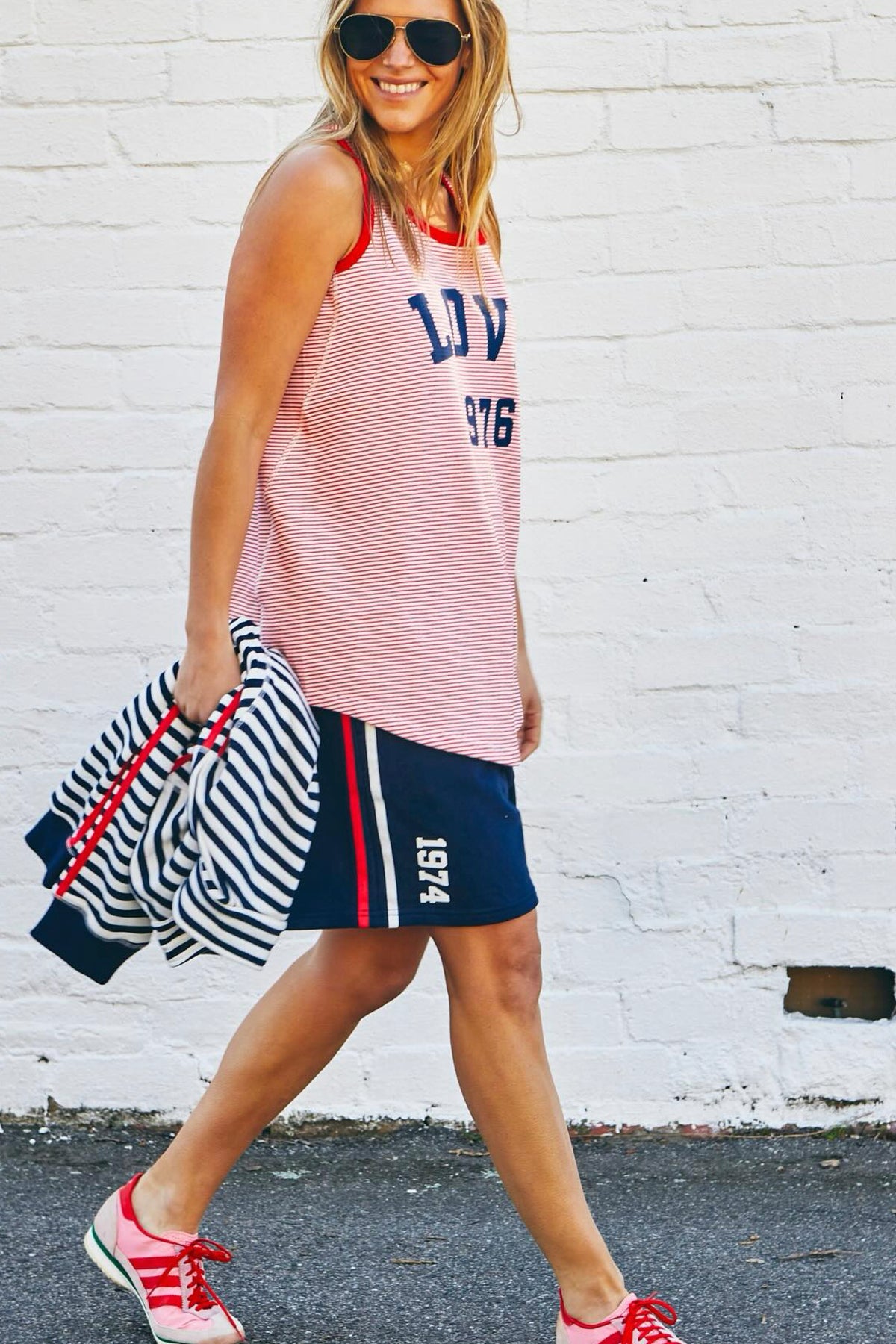 Retro Stripe Tank Red White