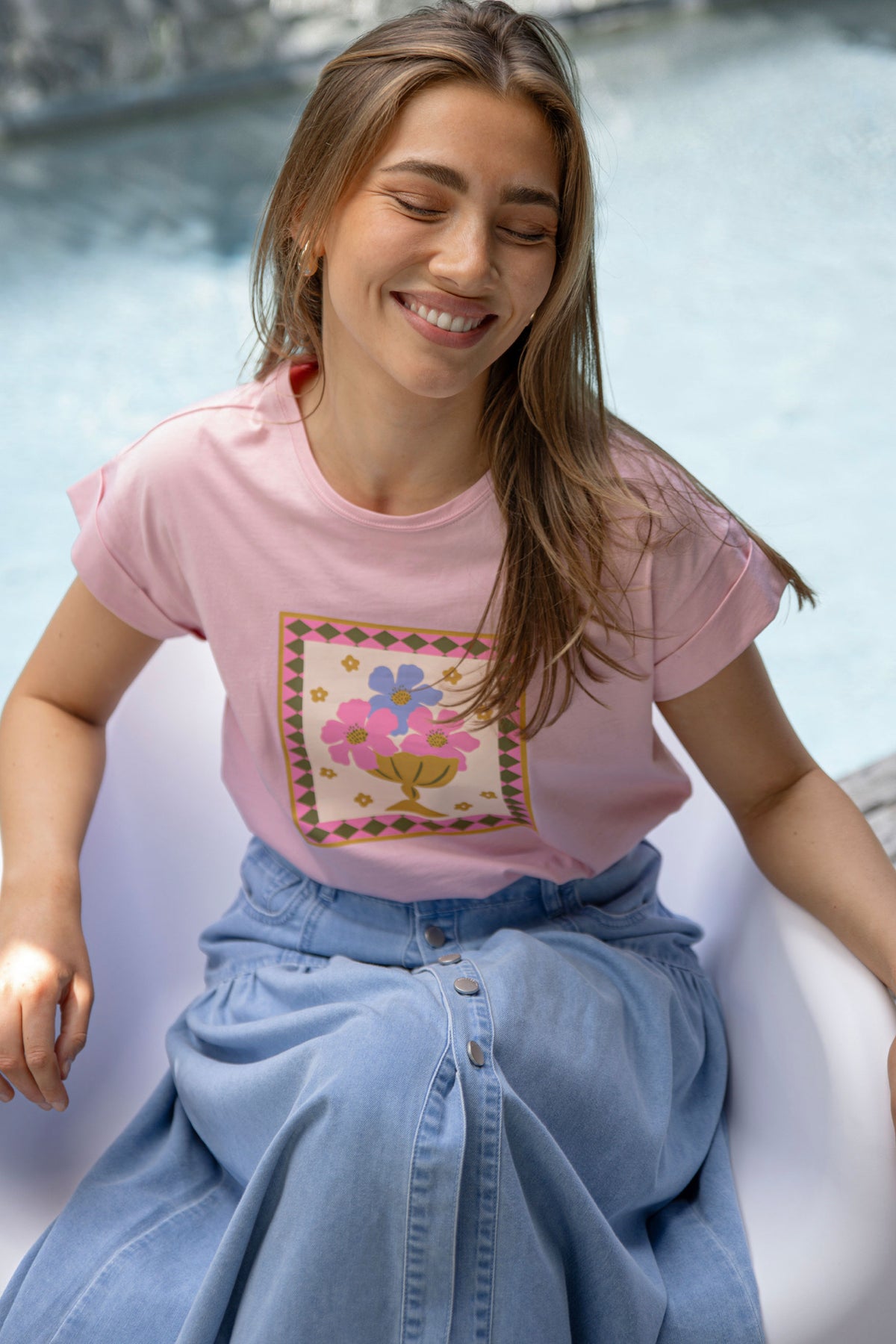 Cuff Tee Mauve Jardin Tile