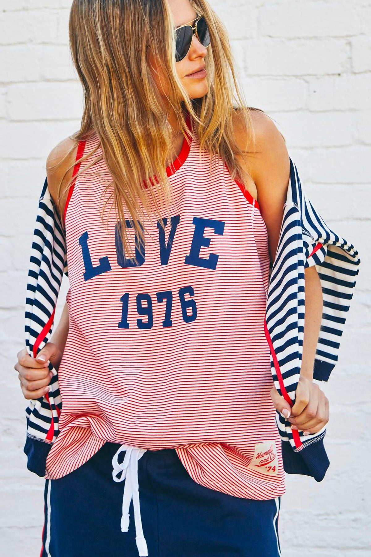 Retro Stripe Tank Red White