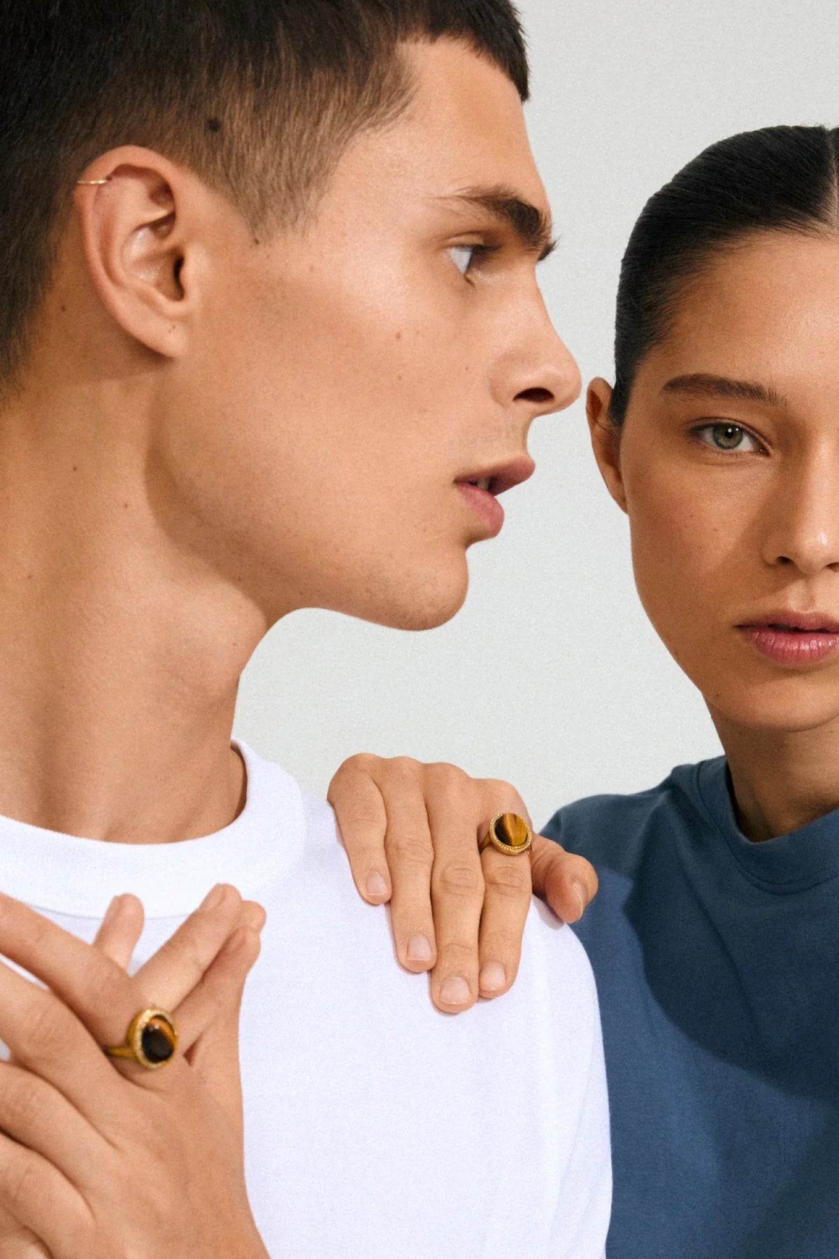 Between Recycled Brown Ring Gold Plated