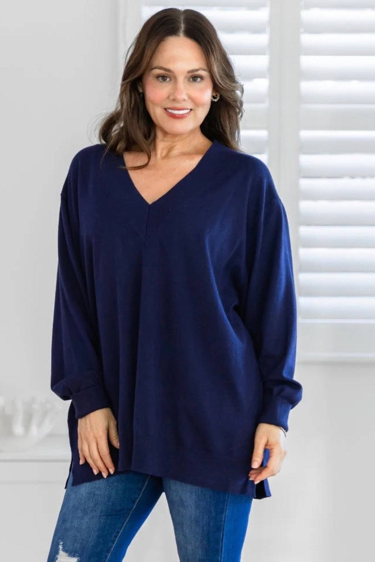 Angel V-Neck Knit Navy - PREORDER DELIVERY END JUNE