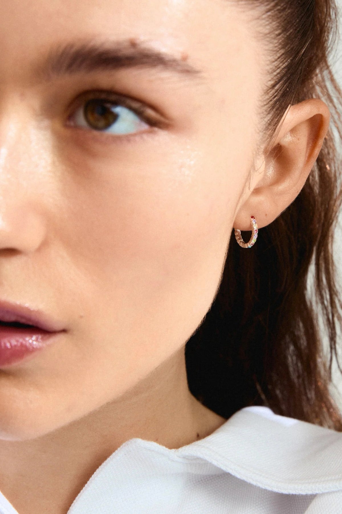 Kleopratra Recycled Hoop Earrings Silver Plated Multi