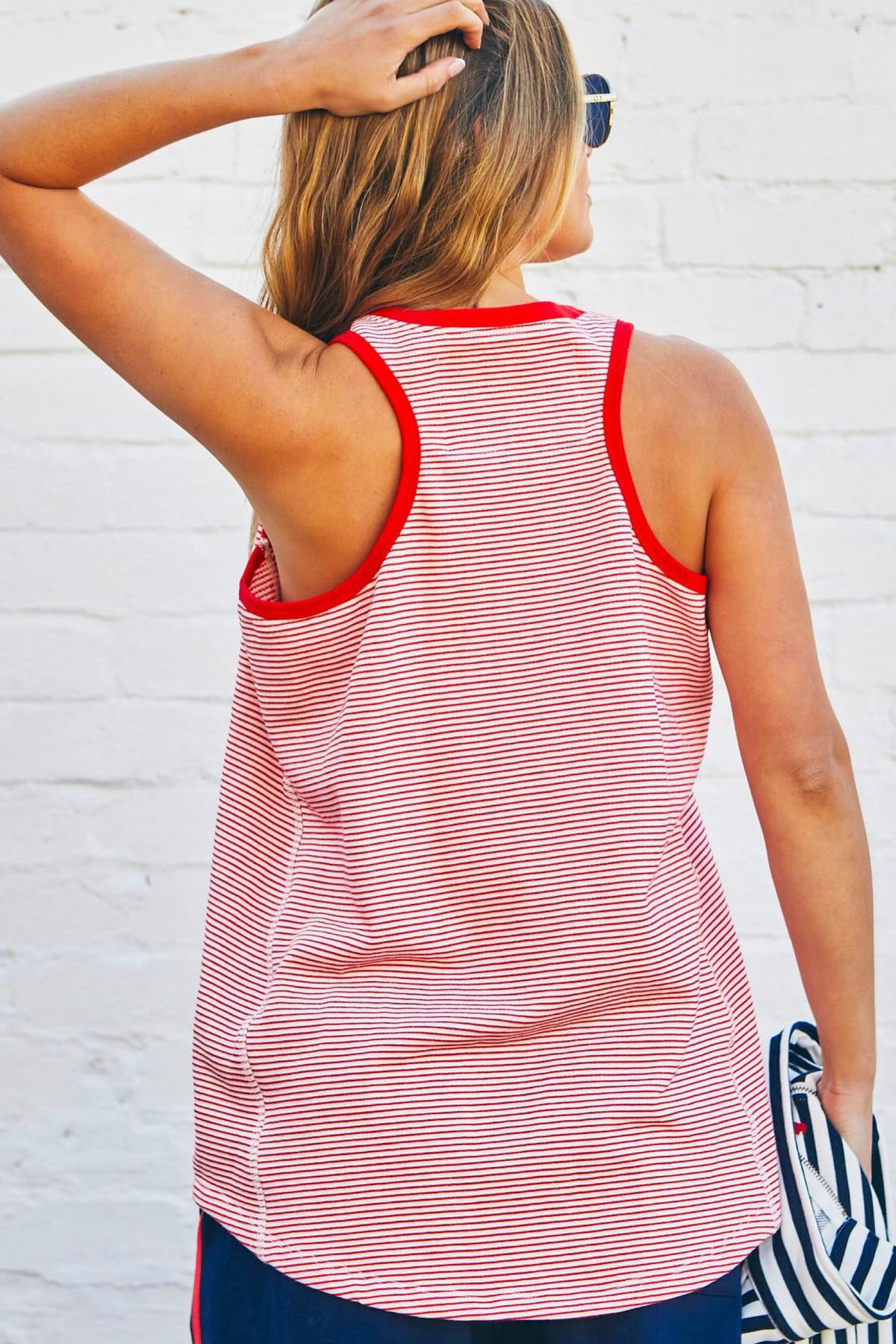 Retro Stripe Tank Red White